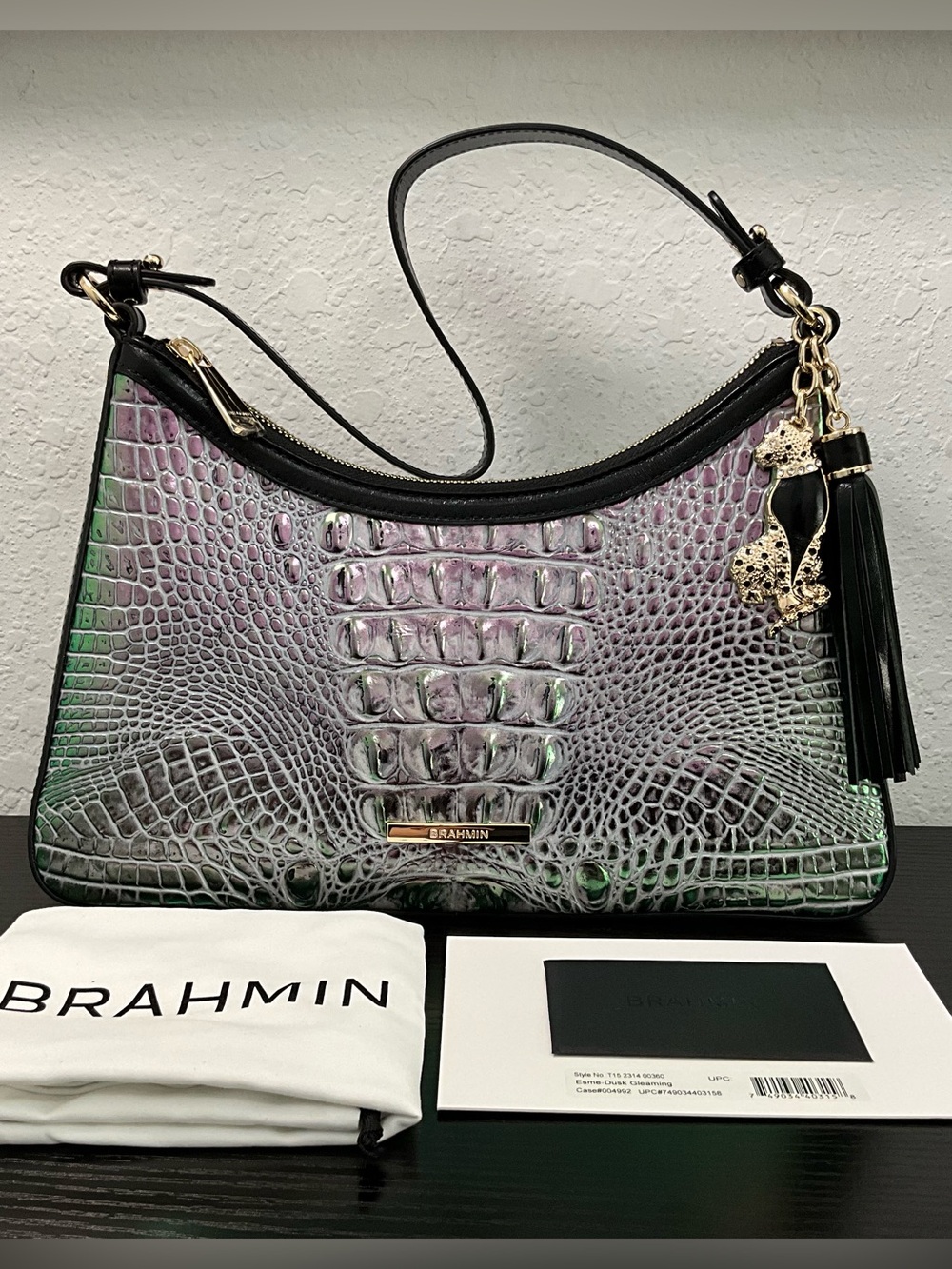 Brahmin Esme DUSK GLEAMING W/Tassel & Panther Charm NWT
